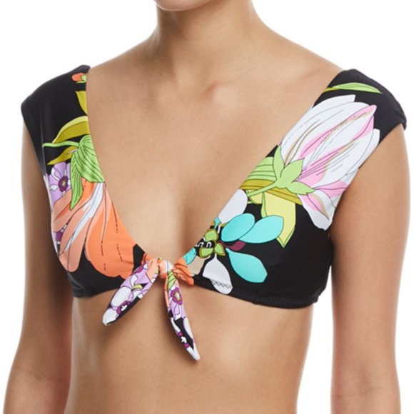 Trina Turk Other - Trina Turk Bouquet-floral Cap-sleeve Swim Top